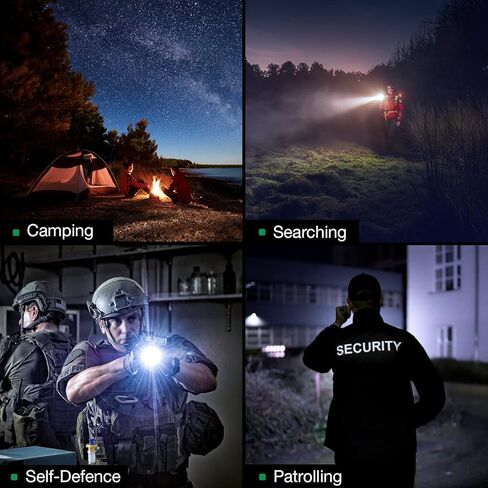 مصباح يدوي تكتيكي 1600 لومن، مصباح يدوي مدمج 1600 لومن مع 3 أوضاع، أقصى شعاع 473 مترًا، IP68، مصباح يدوي LED لـ EDC مع بطارية قابلة لإعادة الشحن، في الهواء الطلق، والتخييم والطوارئ in Kuwait