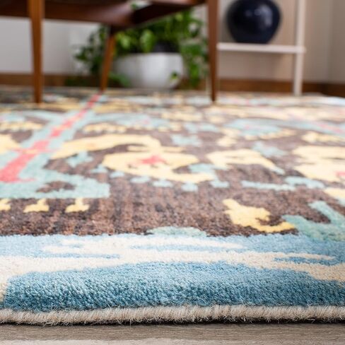 سجادة SAFAVIEH Ikat Collection Runner - 2'3" x 8'، فحمي وأزرق، صوف مصنوع يدويًا، مثالية للمناطق ذات حركة المرور العالية في غرفة المعيشة وغرفة النوم (IKT221A) in Saudi Arabia