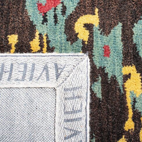 سجادة SAFAVIEH Ikat Collection Runner - 2'3" x 8'، فحمي وأزرق، صوف مصنوع يدويًا، مثالية للمناطق ذات حركة المرور العالية في غرفة المعيشة وغرفة النوم (IKT221A) in Saudi Arabia