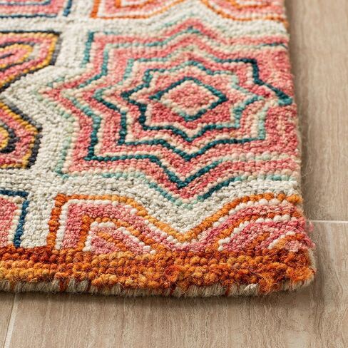 SAFAVIEH Aspen Collection Runner Rug - 2'3" x 8', Pink & Orange, Handmade Boho Wool, Ideal for High Traffic Areas in Living Room, Bedroom (APN260U) in Saudi Arabia