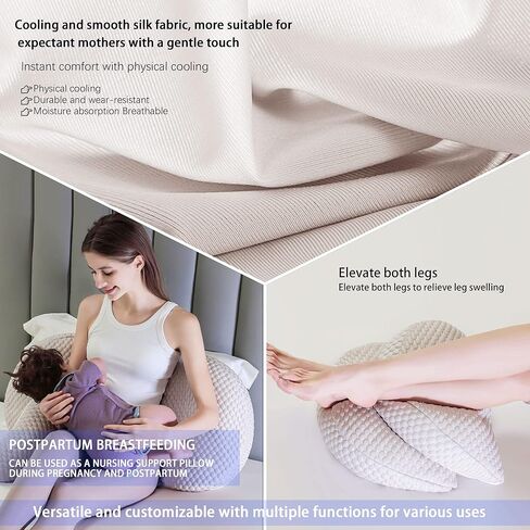 taynoes Pregnancy Pillows Cooling for Sleeping, Maternity Pillows, Detachable and Adjustable Double-Sided Support for Pregnant Women Back, Belly, Stomach,Hip Pregnancy Must Haves (Coffee) in Kuwait