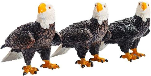 تمثال نسر اصلع بلاستيكي صغير من 3 قطع، تمثال نسر الحياة البرية لتزيين الكيك المنزلي ولوازم الحفلات وهدايا عيد الميلاد in Kuwait