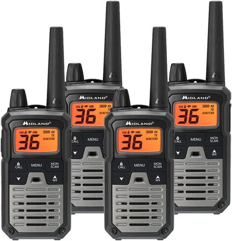 أجهزة راديو GMRS ثنائية الاتجاه عالية الطاقة من Midland T290VP4 - حزمة من 4 قطع مع سماعات رأس وشواحن in Saudi Arabia