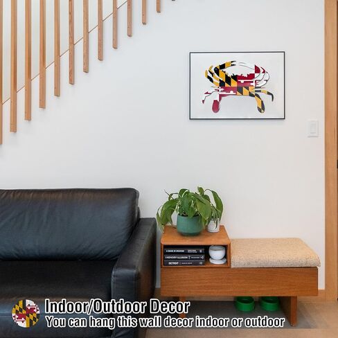 Maryland Flag Crab Décor, MD Crab Metal Wall Art, Novelty Maryland Gifts, Home Decoration for Indoor Outdoor (12 Inch) in Kuwait