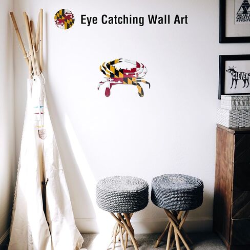 Maryland Flag Crab Décor, MD Crab Metal Wall Art, Novelty Maryland Gifts, Home Decoration for Indoor Outdoor (12 Inch) in Kuwait