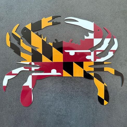 Maryland Flag Crab Décor, MD Crab Metal Wall Art, Novelty Maryland Gifts, Home Decoration for Indoor Outdoor (12 Inch) in Kuwait