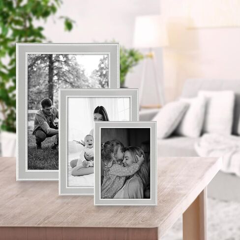 Siena Beaded Gold Picture Frame, Tarnish Resistant Finish, Perfect Photo Frame for any End Table, Credenza, Shelf, or Nightstand, Gold 4x6 in Saudi Arabia