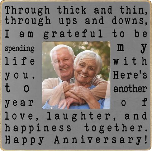 thygiftree هدايا الزفاف الذكرى السنوية للنساء والرجال، هدايا رومانسية سعيدة للذكرى السنوية لزوج الزوجة، هدايا الزفاف الأولى والأربعين والخمسين لزوج الزوجة، إطار صورة رمادي in Kuwait