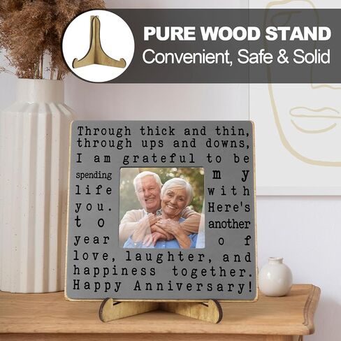thygiftree هدايا الزفاف الذكرى السنوية للنساء والرجال، هدايا رومانسية سعيدة للذكرى السنوية لزوج الزوجة، هدايا الزفاف الأولى والأربعين والخمسين لزوج الزوجة، إطار صورة رمادي in Kuwait