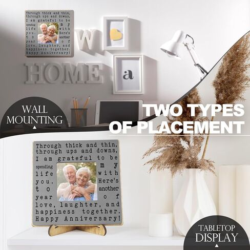 thygiftree هدايا الزفاف الذكرى السنوية للنساء والرجال، هدايا رومانسية سعيدة للذكرى السنوية لزوج الزوجة، هدايا الزفاف الأولى والأربعين والخمسين لزوج الزوجة، إطار صورة رمادي in Kuwait