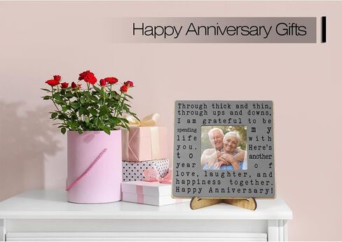 thygiftree هدايا الزفاف الذكرى السنوية للنساء والرجال، هدايا رومانسية سعيدة للذكرى السنوية لزوج الزوجة، هدايا الزفاف الأولى والأربعين والخمسين لزوج الزوجة، إطار صورة رمادي in Kuwait