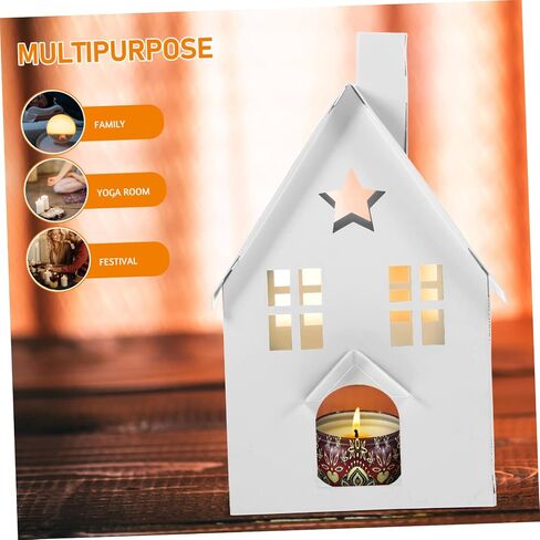 House Tea Light Holder Wedding Decor Iron Candle Holder Candle Cup Wrought Iron Vintage Black Gothic Decor Tin House Candle Holder in Kuwait
