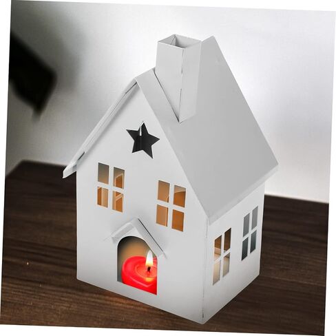 House Tea Light Holder Wedding Decor Iron Candle Holder Candle Cup Wrought Iron Vintage Black Gothic Decor Tin House Candle Holder in Kuwait