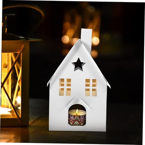 House Tea Light Holder Wedding Decor Iron Candle Holder Candle Cup Wrought Iron Vintage Black Gothic Decor Tin House Candle Holder in Kuwait