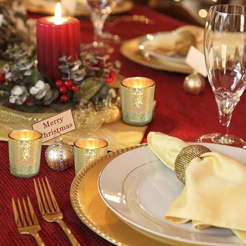 حامل شموع ذهبي نذري، حامل شموع الشموع الشمعة من زجاج ميركوري مجموعة مكونة من 48 قطعة، قطعة مركزية مثالية لحفلات الزفاف، الحفلات، ديكور المنزل (ذهبي) in Kuwait