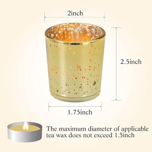 حامل شموع ذهبي نذري، حامل شموع الشموع الشمعة من زجاج ميركوري مجموعة مكونة من 48 قطعة، قطعة مركزية مثالية لحفلات الزفاف، الحفلات، ديكور المنزل (ذهبي) in Kuwait