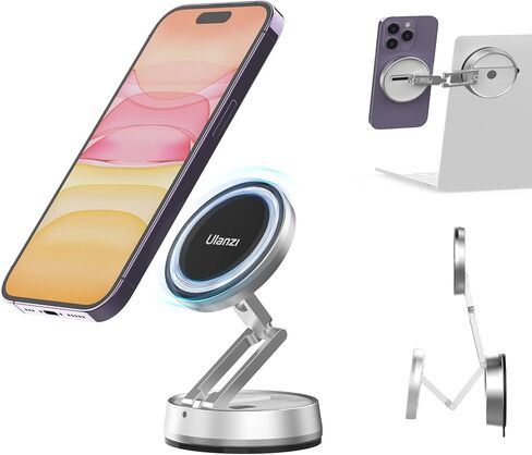 ULANZI TB13 حامل كاميرا متواصل لسطح المكتب، حامل هاتف Magsafe لكاميرا الويب لجهاز MacBook Air/Pro Notebooks OS Ventura متوافق مع Magsafe لسلسلة iPhone 14/13/12 in Kuwait