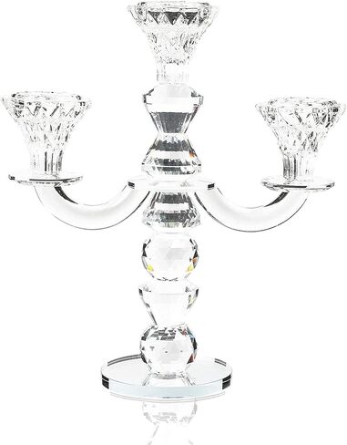 Glass Candle Holders, 3-Armed Crystal Candlesticks (8.5 x 10 x 3.5 In) in Saudi Arabia