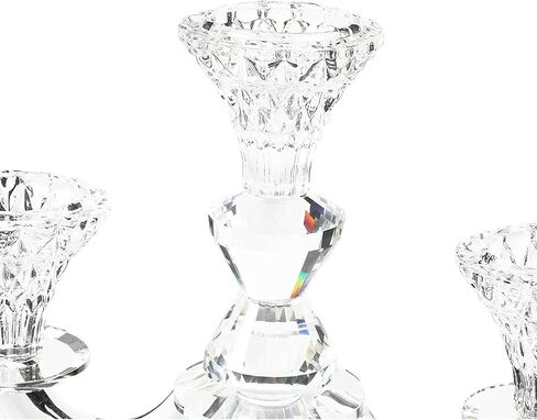 Glass Candle Holders, 3-Armed Crystal Candlesticks (8.5 x 10 x 3.5 In) in Saudi Arabia
