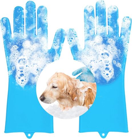 Pet Washing Gloves - Dog and Cat Shampoo Bathing Gloves, High Density Bristles Washing Brush, Heat Resistant Cleaning Gloves, Gentel Grooming and Massage Scrubber for Dogs, Cats, Horses, and Rabbits in Saudi Arabia