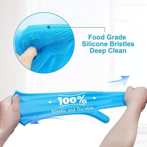 Pet Washing Gloves - Dog and Cat Shampoo Bathing Gloves, High Density Bristles Washing Brush, Heat Resistant Cleaning Gloves, Gentel Grooming and Massage Scrubber for Dogs, Cats, Horses, and Rabbits in Saudi Arabia