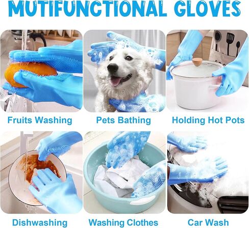 Pet Washing Gloves - Dog and Cat Shampoo Bathing Gloves, High Density Bristles Washing Brush, Heat Resistant Cleaning Gloves, Gentel Grooming and Massage Scrubber for Dogs, Cats, Horses, and Rabbits in Saudi Arabia