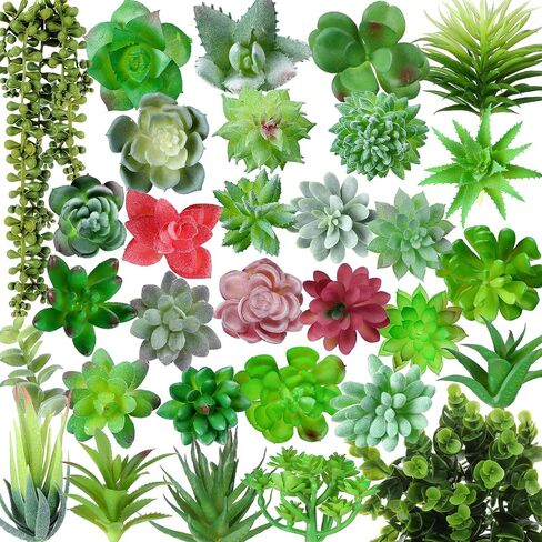 Therwen 32 Pcs Fake Succulents Plants Artificial Realistic Faux Succulents Fake Plant Artificial Plant Home Decor for Outdoor Indoor Garden Office in Saudi Arabia
