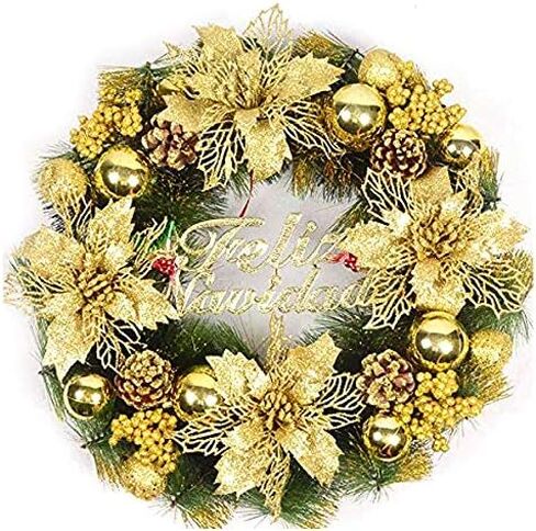 GL-Turelifes 12 Pcs 6.3'' Glitter Poinsettia Flowers Artificial White Christmas Flowers Christmas Tree Flowers Wreath Tree Ornaments with 12 Pcs Green Flower Stem in Saudi Arabia