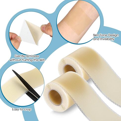 Dansib 2 لفات من شريط السيليكون الناعم مقاس 59 × 1.57 بوصة، شريط سيليكون مقاوم للماء قابل لإعادة الاستخدام لمنع الأحذية من طحن القدمين، إزالة بثور الجسم، الجلد وقناع الاحتكاك، لوازم الوقاية من العيون in Kuwait