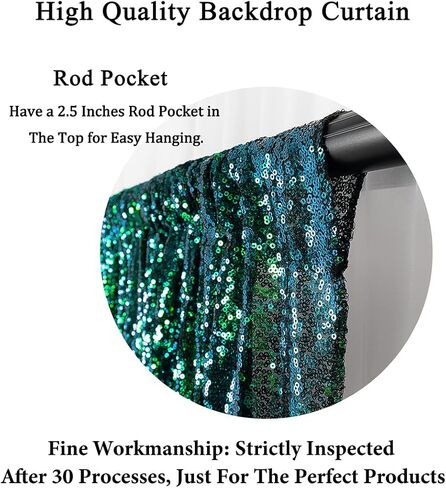 DUOBAO Sequin Backdrop Curtain 4FTx7FT Colorful Green Glitter Sequin Backdrop Wedding Ceremony Backdrop Sequin Shimmer Wall Background Baby Shower Background (4FTx7FT, Colorful Green) in Saudi Arabia