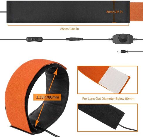 Astromania 25cm DC Lens Heater Warmer Dew Heater Strip - Stepless Temperature Regulator for Telescopes Lens Less Than 3.15 inch (80mm) in Diameter and Universal Camera in Kuwait