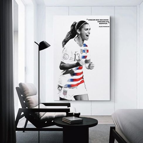 ملصق FANCHUANG Alex Morgan للفتيات في غرفة النوم، ملصقات ورقية لكرة القدم لديكور المنزل، ملصقات تحفيزية موقعة على طراز غير الإطار 12 × 18 بوصة (30 × 45 سم) in Kuwait