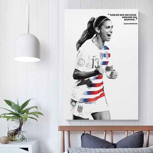 ملصق FANCHUANG Alex Morgan للفتيات في غرفة النوم، ملصقات ورقية لكرة القدم لديكور المنزل، ملصقات تحفيزية موقعة على طراز غير الإطار 12 × 18 بوصة (30 × 45 سم) in Kuwait
