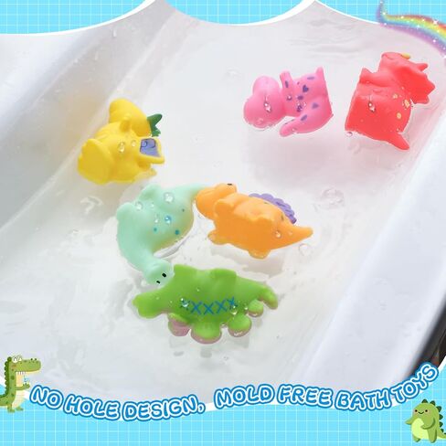 Mold Free Bath Toys No Hole Bath Toys for Baby Infants - Dinosaur Bath Toys for Baby No Mold Bath Toys for 6-18 Month Baby Infants Mold Free Bath Toys for Toddlers 1-3 Toddler Pool Toys Age 1-2 in Kuwait