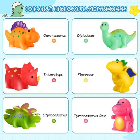 Mold Free Bath Toys No Hole Bath Toys for Baby Infants - Dinosaur Bath Toys for Baby No Mold Bath Toys for 6-18 Month Baby Infants Mold Free Bath Toys for Toddlers 1-3 Toddler Pool Toys Age 1-2 in Kuwait