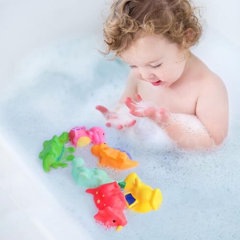 Mold Free Bath Toys No Hole Bath Toys for Baby Infants - Dinosaur Bath Toys for Baby No Mold Bath Toys for 6-18 Month Baby Infants Mold Free Bath Toys for Toddlers 1-3 Toddler Pool Toys Age 1-2 in Kuwait