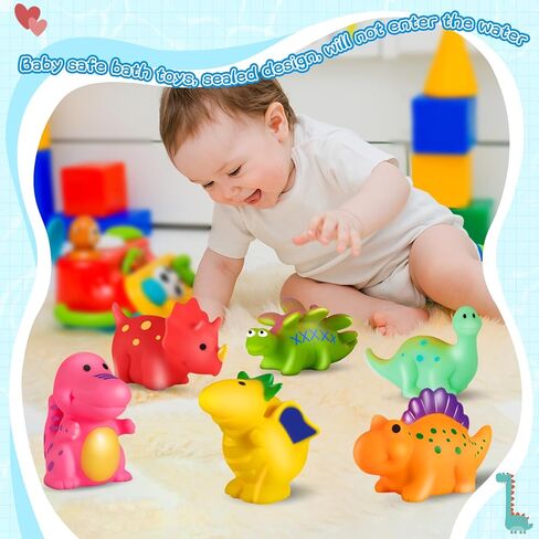 Mold Free Bath Toys No Hole Bath Toys for Baby Infants - Dinosaur Bath Toys for Baby No Mold Bath Toys for 6-18 Month Baby Infants Mold Free Bath Toys for Toddlers 1-3 Toddler Pool Toys Age 1-2 in Kuwait