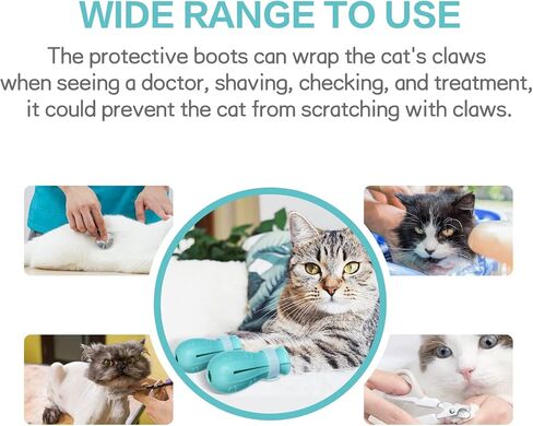 4 قطع من احذية القطط المضادة للخدش للقطط، اغطية اقدام القطط المطاطية القابلة للتعديل لحماية مخالب القطط بمقاسات مختلفة للعناية بالقطط والاستحمام والحلاقة in Kuwait