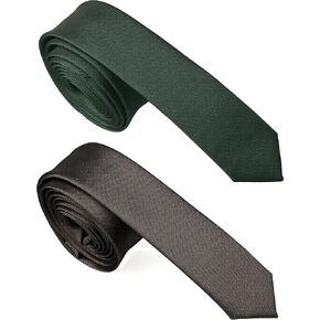 Belluno 1.5 inch Super Skinny Ties for Men, Solid Slim Retro Ties, Basic Colors Ultra Thin Ties, Pack of 4 or 2