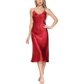 OSCAR ROSSA Women's Long Silk Nightgown 100% Silk Full Slip Chemise with Charming Lace in Saudi Arabia