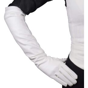 DooWay Women Long Gloves Faux Leather Over Elbow Length 20-inch PU Winter Warm Full Finger Gloves