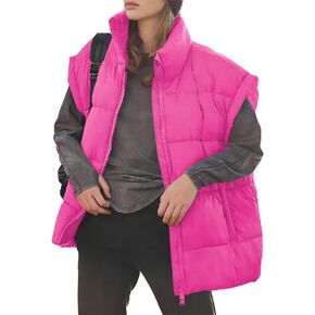 Miladusa Women's Outwear Vest - Stand Collar Lightweight Oversized Zip Bubble Puffer Vest for Women