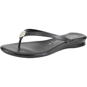 ITALIAN Shoemakers Womens Bethy Thin Strap Short Wedge Thong Ornamental Padded Sandal for Women