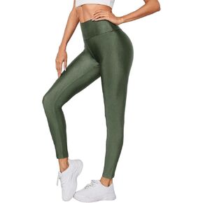 Hupplle Women's High Waisted Neon Shiny Leggings Buttery Soft Elastic Tummy Control Yoga Pants Workout Running Active Tights