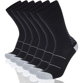 COOVAN Men's 6P-Pack Premium Athletic Crew Socks Men Thick Cushion Casual Work Sock With Moisture Wicking