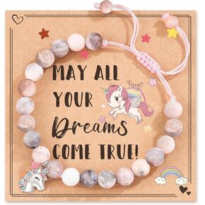 ASKRAIN Unicorn Bracelet for Daughter/Granddaughter/Niece/Birthday Natural Stone Bracelet for Girls with Quote Card in Saudi Arabia