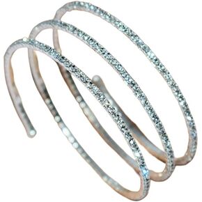 Rhinestone Arm Cuff Jewelry for Women Multilayer Arm Sparkling Rhinestone Bracelet Upper Arm Jewelry Crystal Bangle Strand Wrap Bracelet Silver Prom Bridal Bangle for Party Bride Wedding