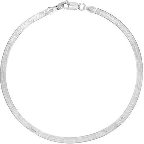 Verona Jewelers Sterling Silver 3.3MM Flexible Flat Herringbone Chain Necklace Men Women 16, 18, 20, 22, 24 Inch 925 Made in Italy