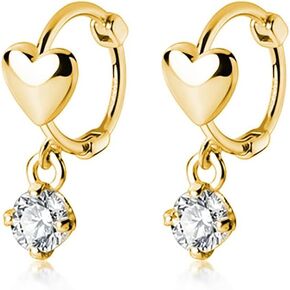 SLUYNZ Sterling Silver Small Heart Hoop Earrings for Women Teen Girls Tiny CZ Heart Hoop Earrings Huggie