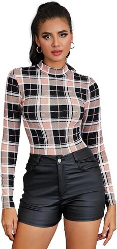 بدلة نسائية SweatyRocks بأكمام طويلة ورسومات جرافيك ورقبة عالية قابلة للتمدد، بدلة يوتار in Kuwait